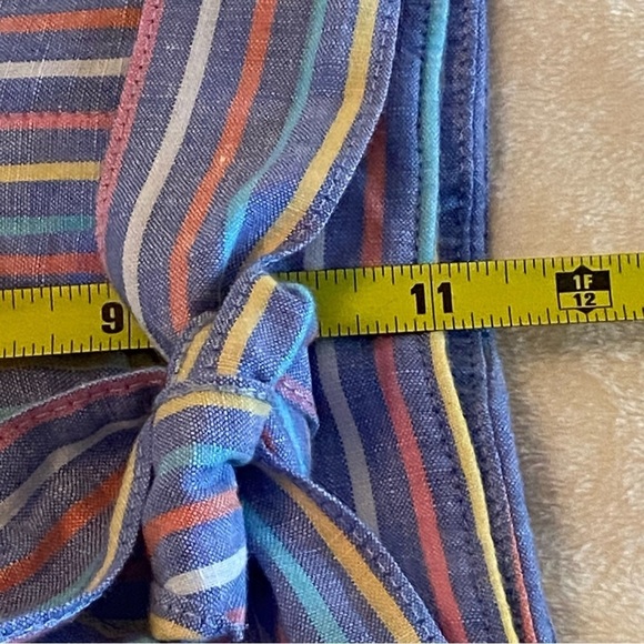 TALBOTS / Tie Waist Shorts Sunshine Stripes Linen/Cotton Blend Size 8P - Picture 8 of 9